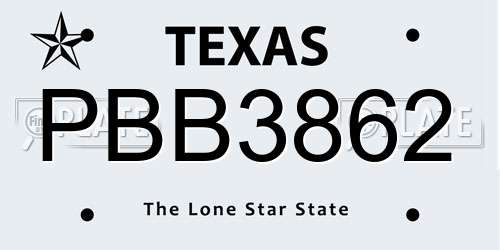 PBB3862 Texas License Plate