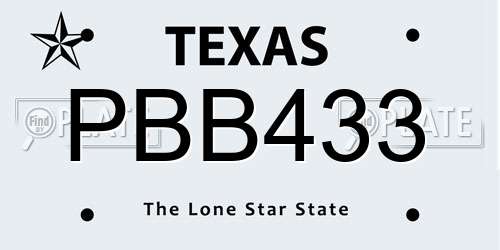 PBB433 Texas License Plate