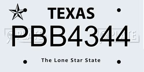 PBB4344 Texas License Plate