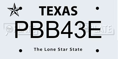 PBB43E Texas License Plate