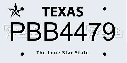 PBB4479 Texas License Plate