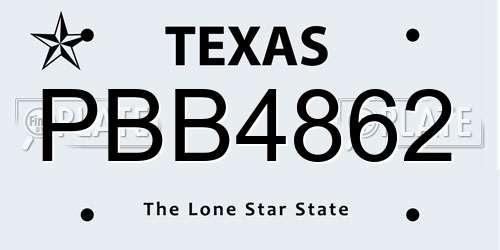 PBB4862 Texas License Plate