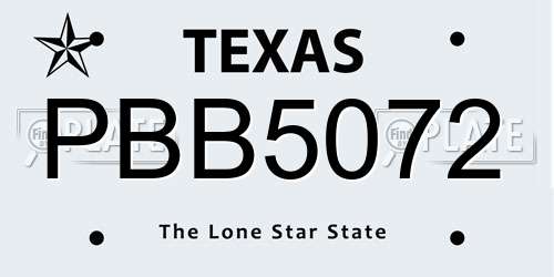 PBB5072 Texas License Plate