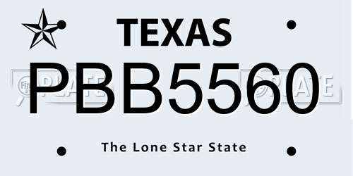 PBB5560 Texas License Plate