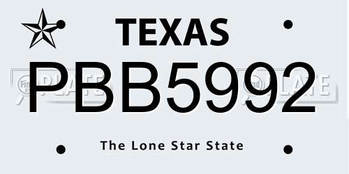 PBB5992 Texas License Plate