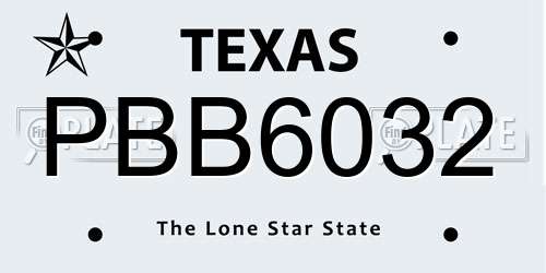 PBB6032 Texas License Plate