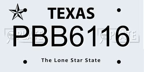 PBB6116 Texas License Plate