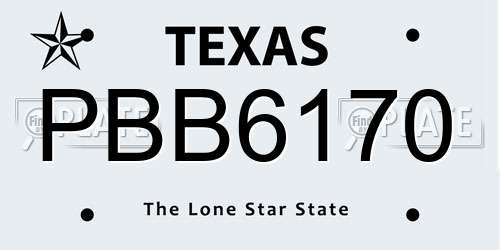 PBB6170 Texas License Plate
