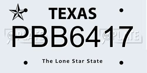 PBB6417 Texas License Plate