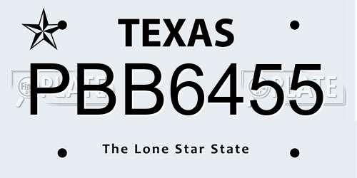 PBB6455 Texas License Plate