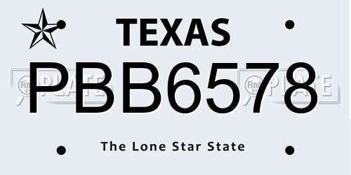 PBB6578 Texas License Plate