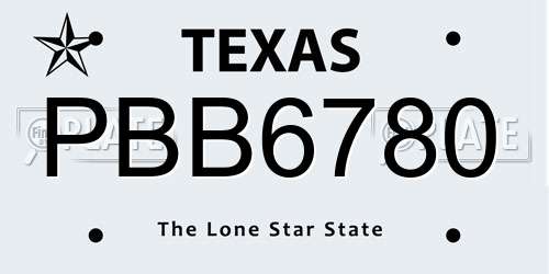 PBB6780 Texas License Plate