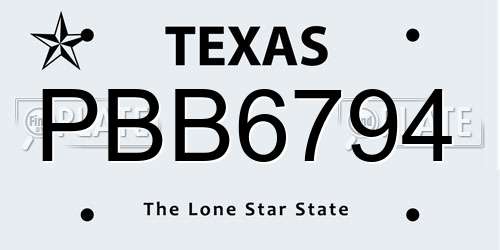 PBB6794 Texas License Plate