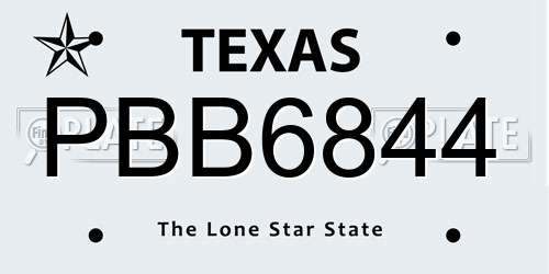 PBB6844 Texas License Plate
