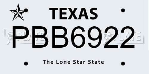 PBB6922 Texas License Plate