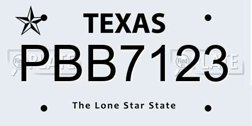 PBB7123 Texas License Plate