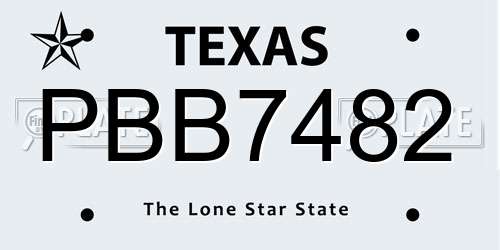 PBB7482 Texas License Plate