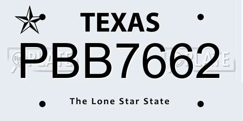 PBB7662 Texas License Plate