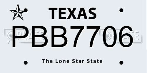 PBB7706 Texas License Plate