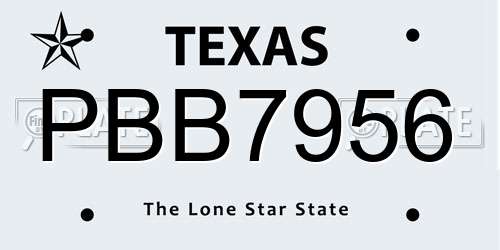 PBB7956 Texas License Plate