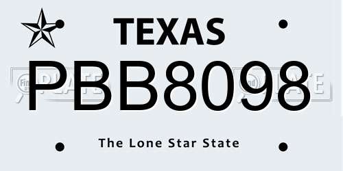 PBB8098 Texas License Plate