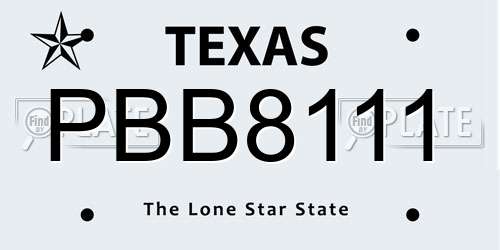PBB8111 Texas License Plate