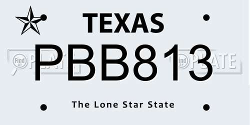 PBB813 Texas License Plate