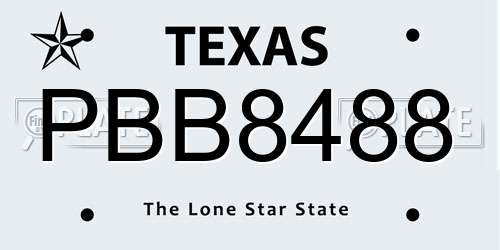 PBB8488 Texas License Plate