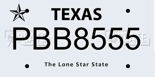 PBB8555 Texas License Plate