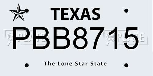 PBB8715 Texas License Plate