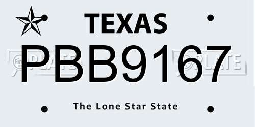 PBB9167 Texas License Plate