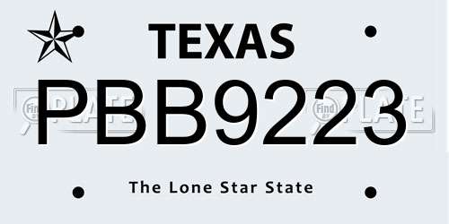PBB9223 Texas License Plate