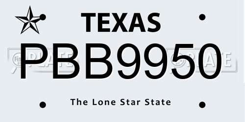 PBB9950 Texas License Plate