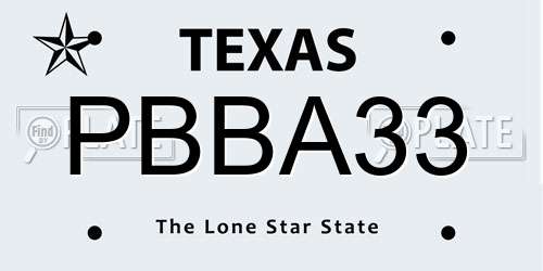 PBBA33 Texas License Plate