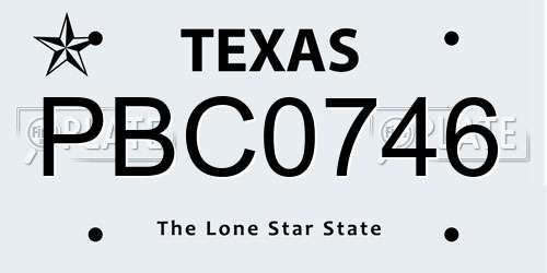 PBC0746 Texas License Plate