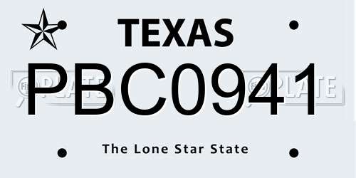 PBC0941 Texas License Plate