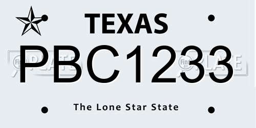 PBC1233 Texas License Plate