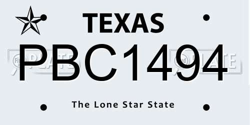 PBC1494 Texas License Plate