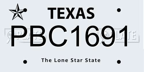 PBC1691 Texas License Plate