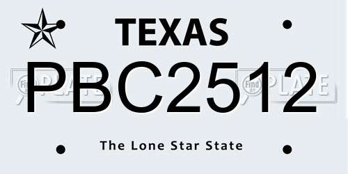PBC2512 Texas License Plate