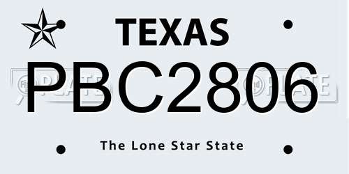 PBC2806 Texas License Plate