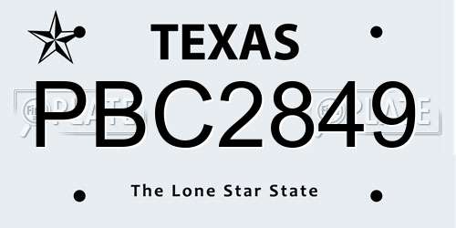 PBC2849 Texas License Plate