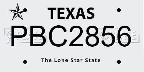 PBC2856 Texas License Plate