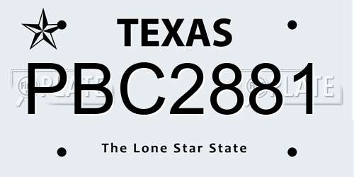 PBC2881 Texas License Plate