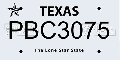 PBC3075 Texas License Plate