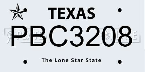 PBC3208 Texas License Plate
