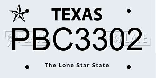 PBC3302 Texas License Plate