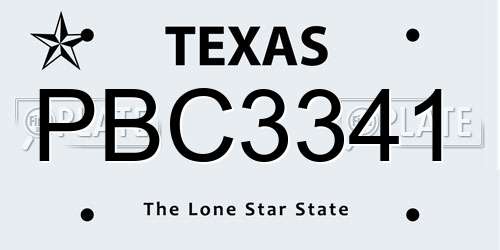 PBC3341 Texas License Plate