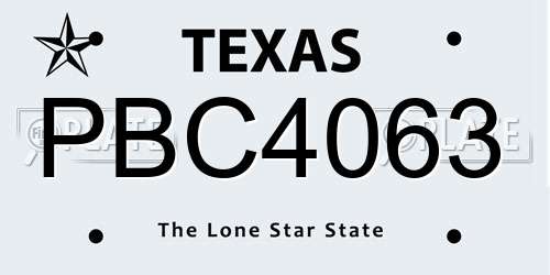 PBC4063 Texas License Plate