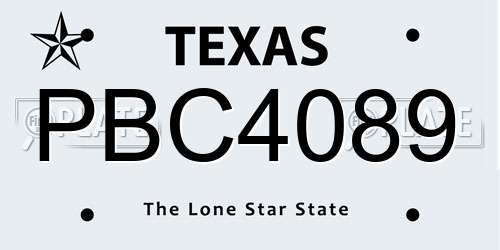PBC4089 Texas License Plate